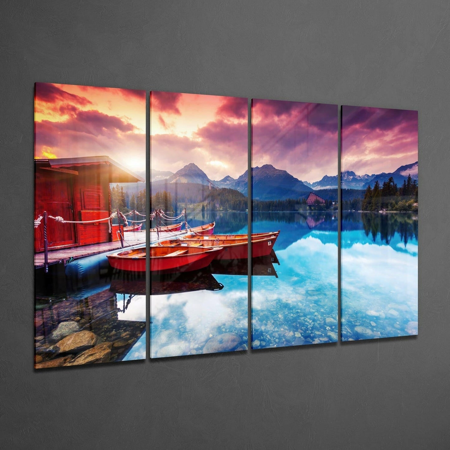 Sunset 4 Pieces Mega Glass Wall Art