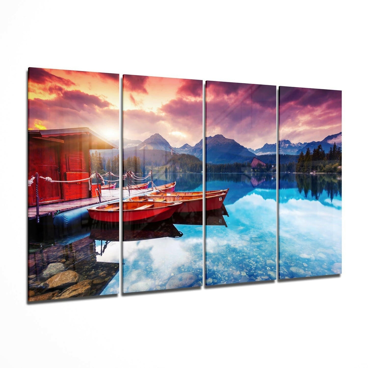 Sunset 4 piece glass wall art set