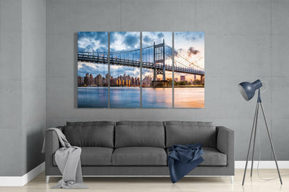 Sunset in Manhattan 4-Piece Glass Wall Art Set