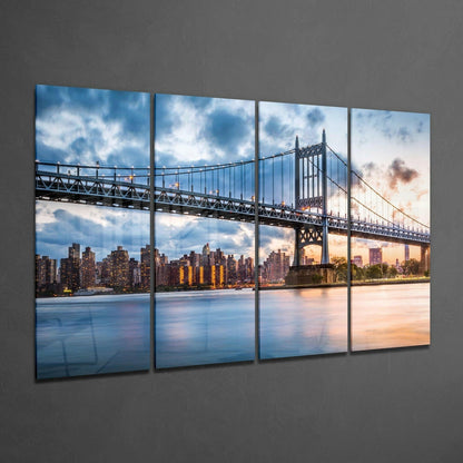 Sunset in Manhattan 4-Piece Glass Wall Art Set