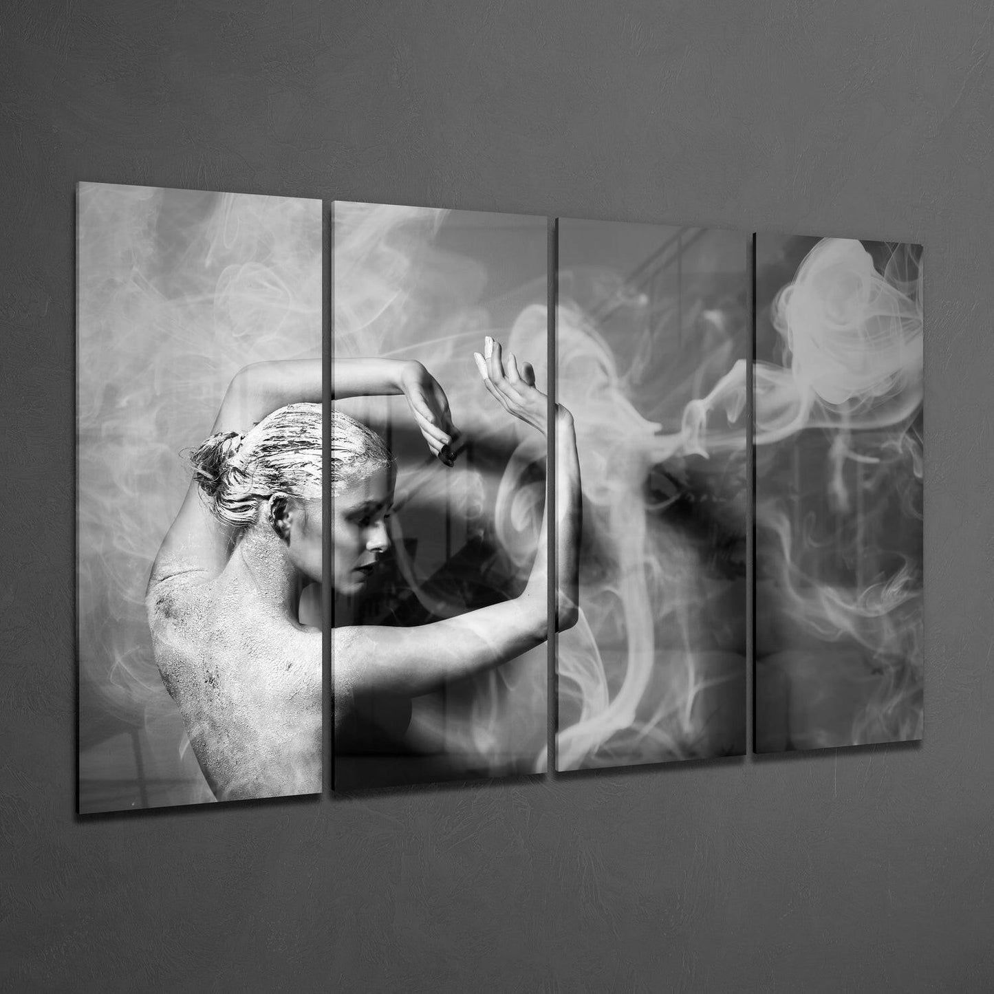 Dancing with Smoke 4 Pieces Mega Glass Wall Art