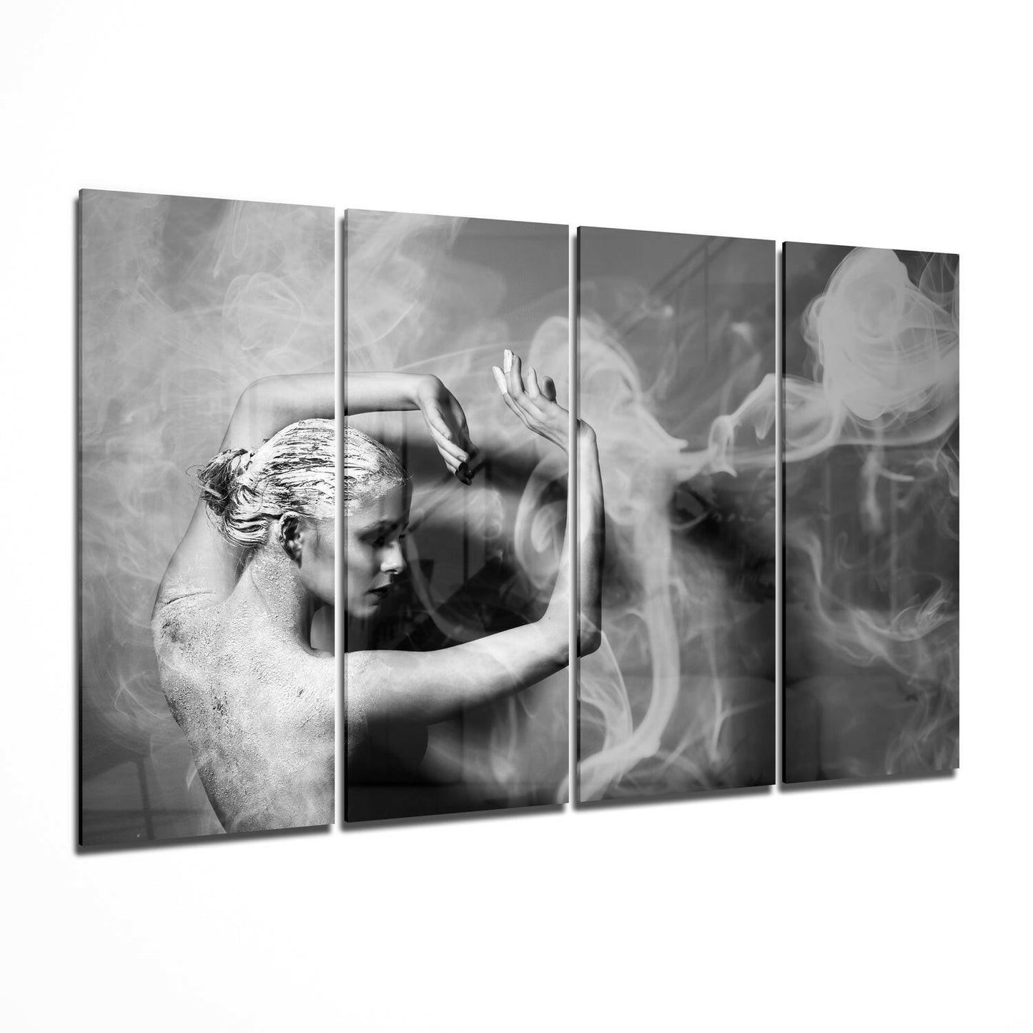 Dancing with Smoke 4 piece glass wall art set