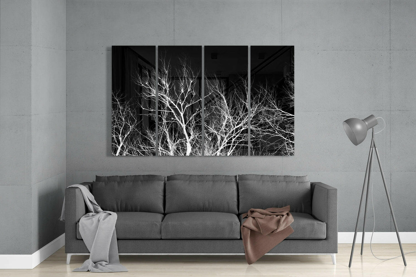 Night Trees 4-Piece Glass Wall Art