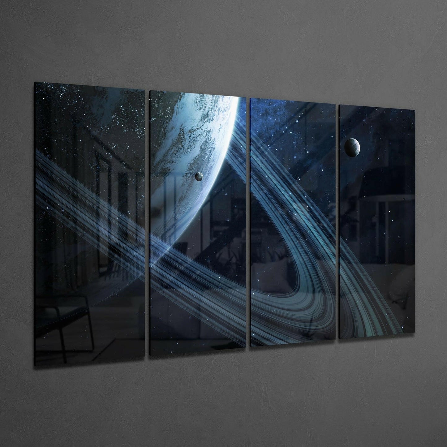 Saturn 4-Piece Glass Wall Art