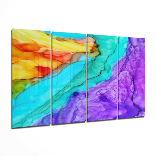 Colorful steam glass wall art - 4-piece set