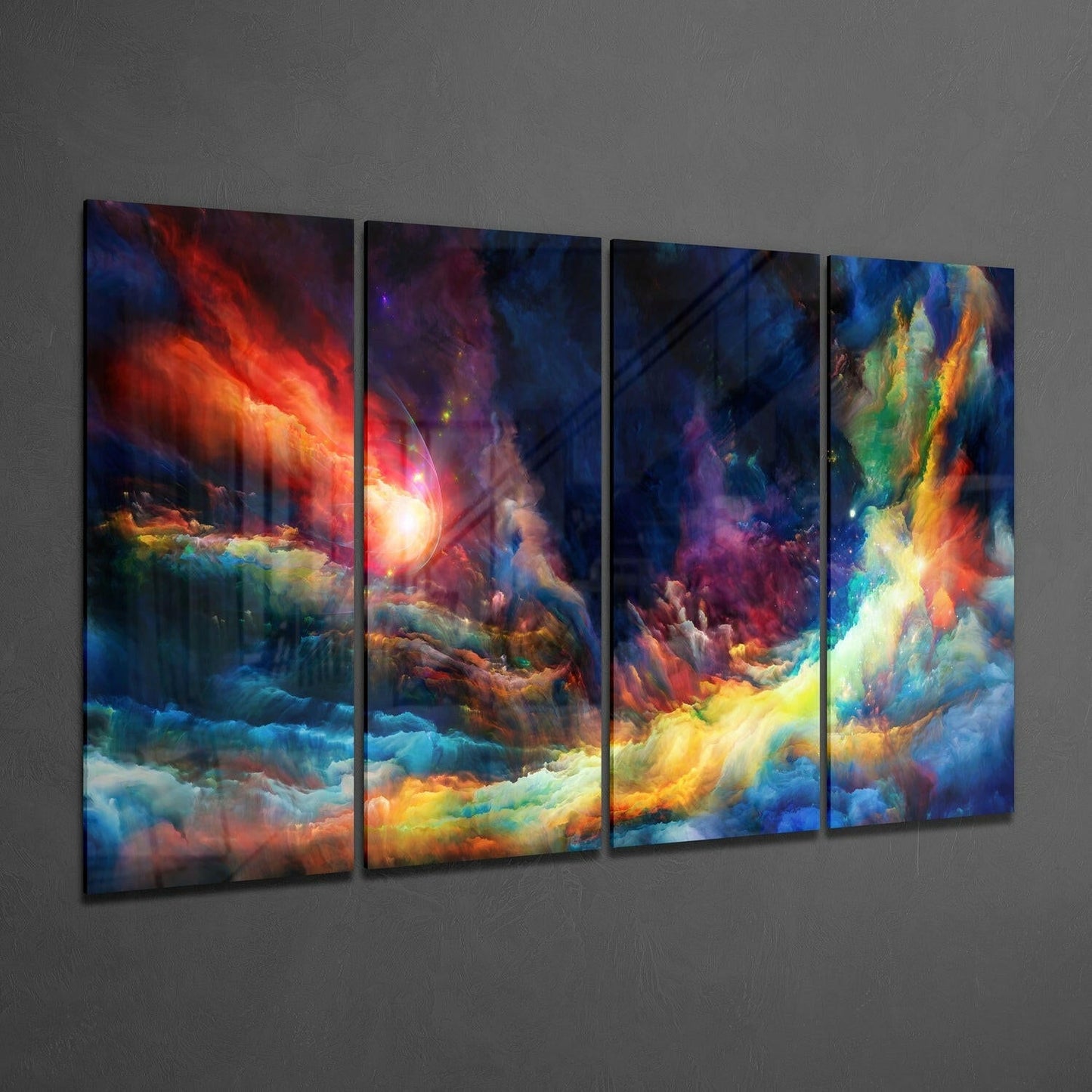 Colorful Space 4-Piece Glass Wall Art Set