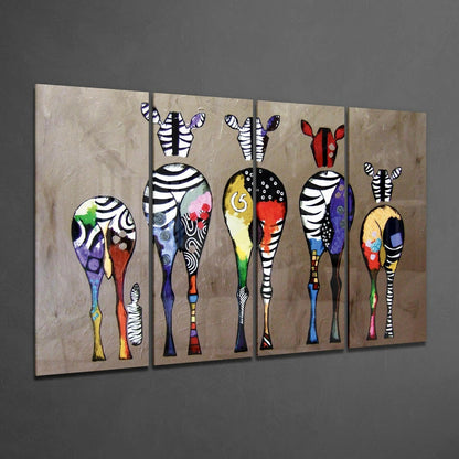 Zebras 4-Piece Glass Wall Art Set