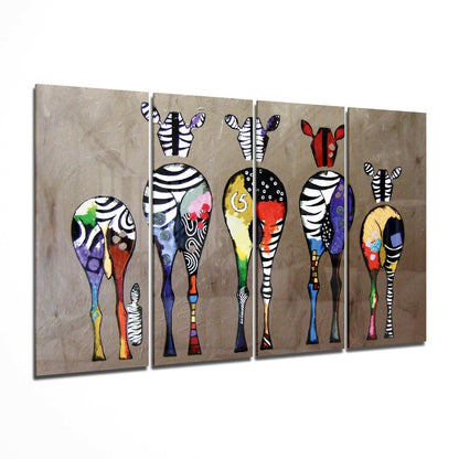 Zebras 4 piece glass wall art set
