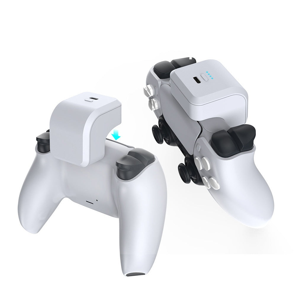 PS5 controller battery pack attached to DualSense controller for extended gameplay