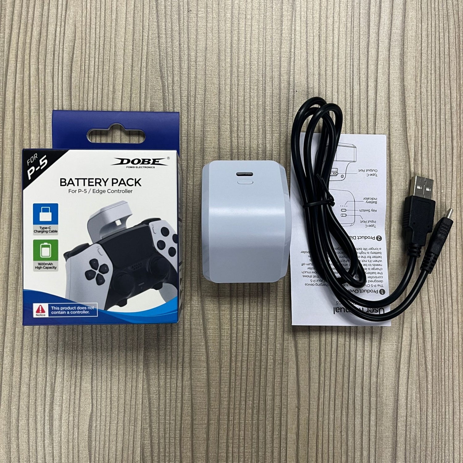 PS5 controller battery pack kit including charger cable and user manual