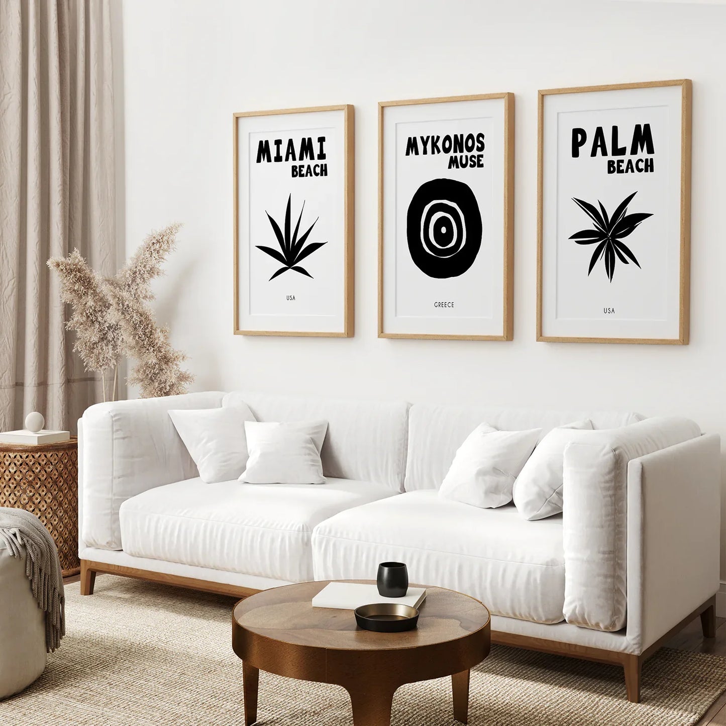 Black and White Travel Wall Art Set of 3 Prints
