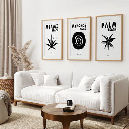 Black and White Travel Wall Art Set of 3 Prints