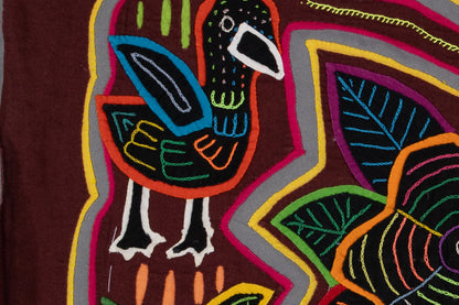 Chickadee and Flower Bloom Mola Tapestry Wall Hanging