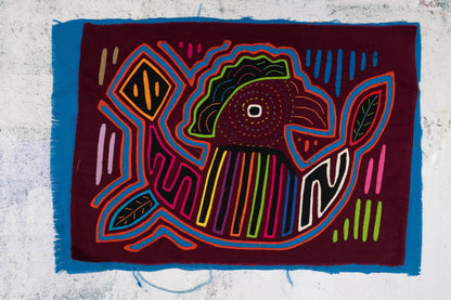 Handsome Rooster Mola Tapestry Folk Art Wall Hanging