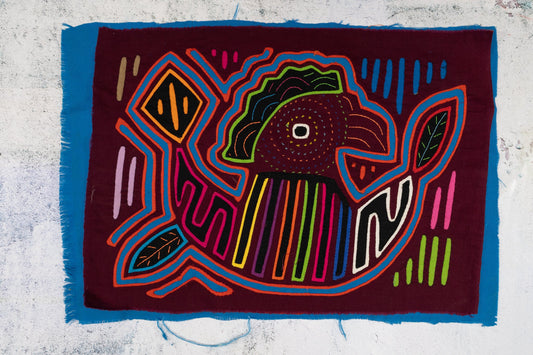 Handsome Rooster Mola Tapestry Folk Art Wall Hanging