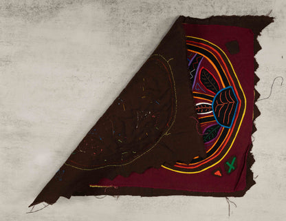 Burgundy Elephant Ear Leaf Mola Tapestry Wall Hanging