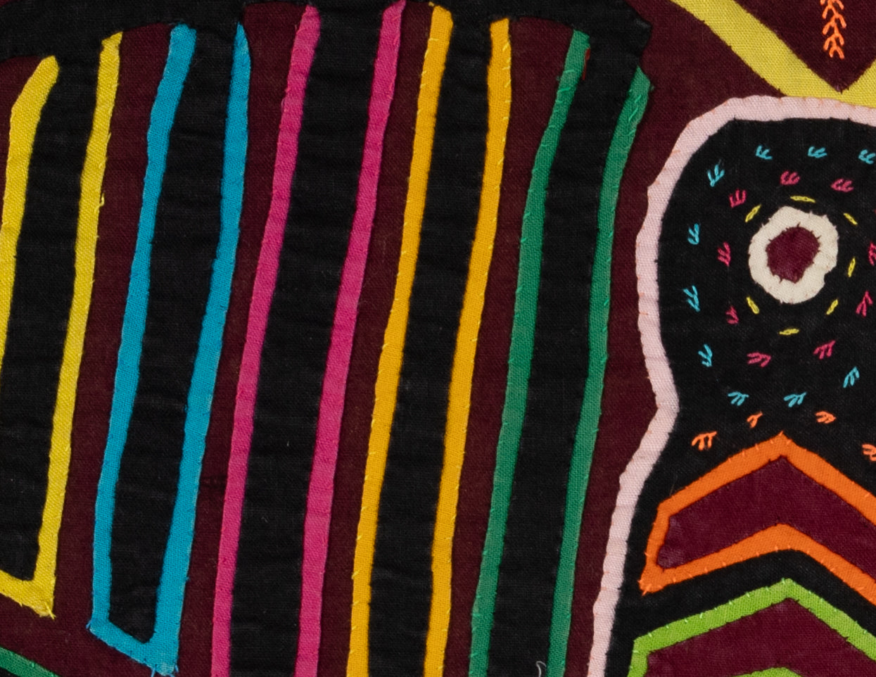 Rainbow Heart Bird Mola Tapestry Folk Art Wall Hanging