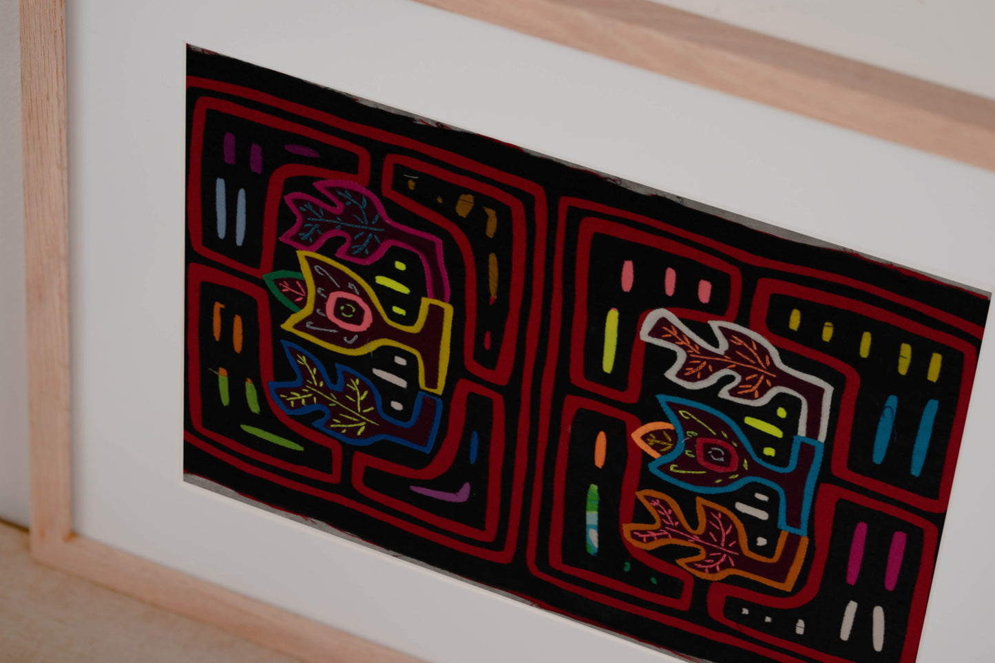 Black and Red Floral Mola Tapestry Wall Hanging