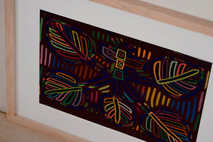Burgundy and Blue Jungle Floral Mola Tapestry Wall Hanging