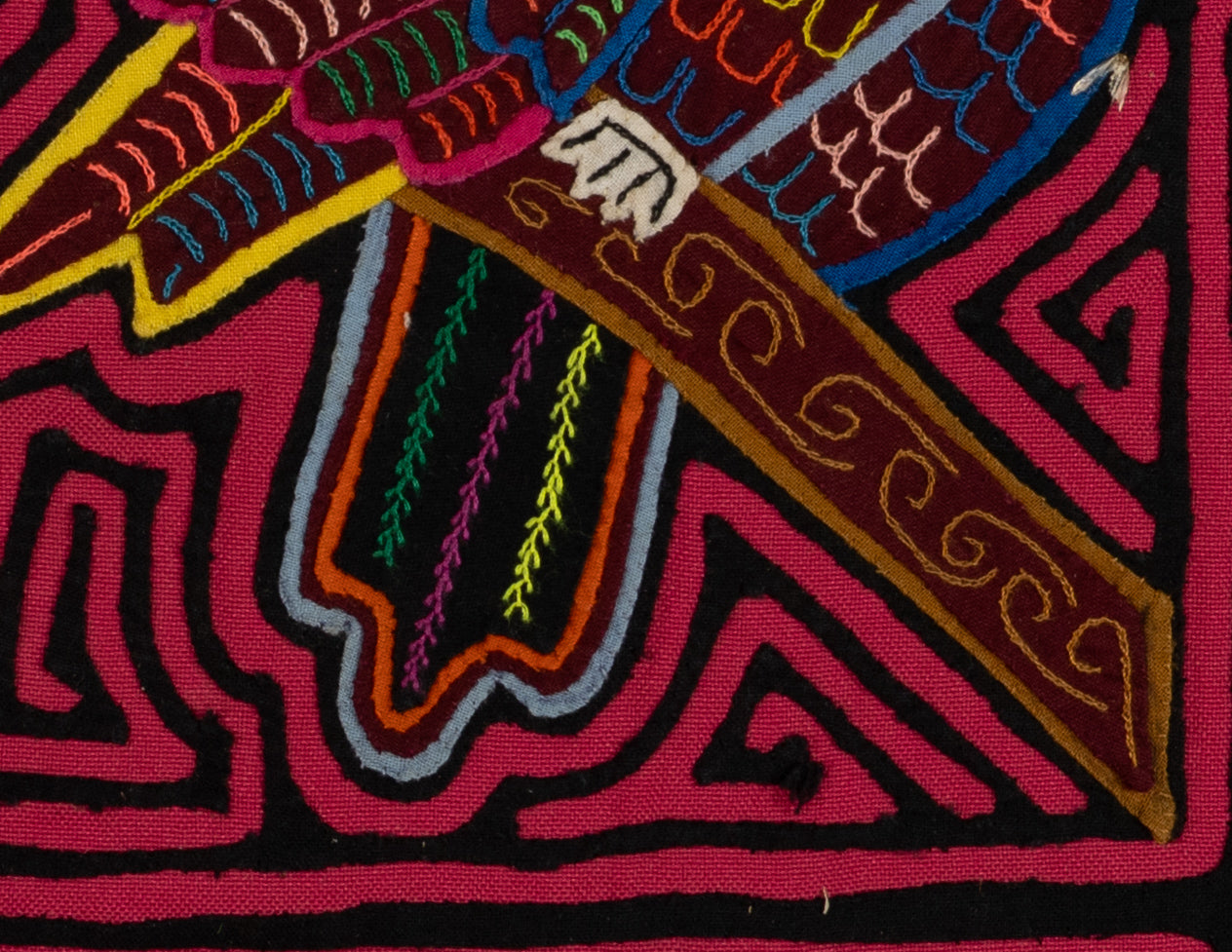 Rooster and Parrot Mola Tapestry Folk Art Wall Hanging