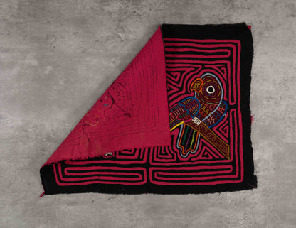 Rooster and Parrot Mola Tapestry Folk Art Wall Hanging