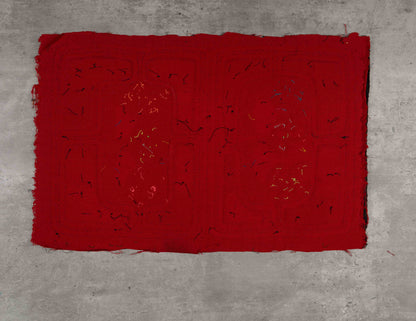 Black and Red Floral Mola Tapestry Wall Hanging