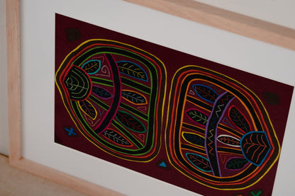 Burgundy Elephant Ear Leaf Mola Tapestry Wall Hanging