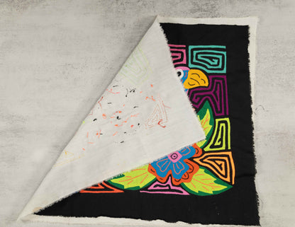 Pink Blue and Red Parrot Mola Tapestry Wall Hanging