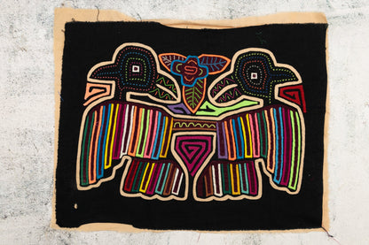 Rainbow Gossip Bird Mola Tapestry Folk Art Wall Hanging