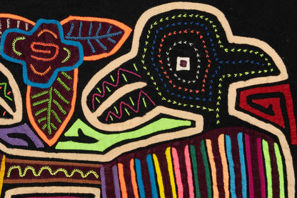Rainbow Gossip Bird Mola Tapestry Folk Art Wall Hanging