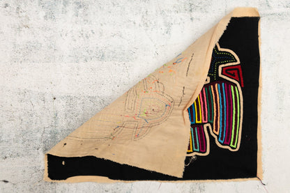 Rainbow Gossip Bird Mola Tapestry Folk Art Wall Hanging
