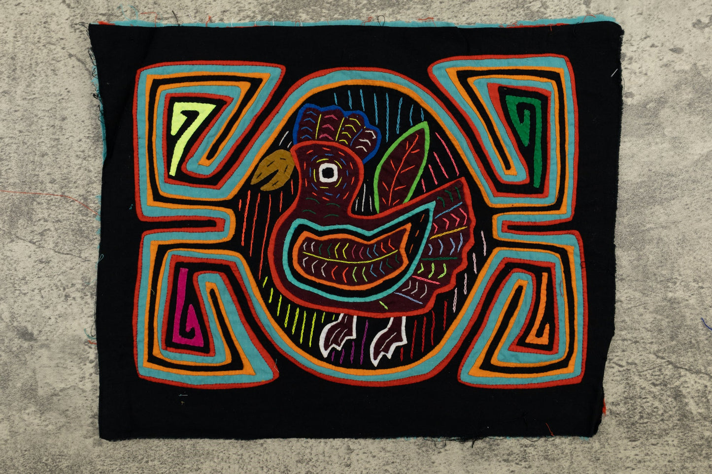 Rooster Mola Tapestry Hand-Stitched Wall Hanging