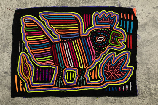 Surfboard Rooster Mola Tapestry Folk Art Wall Hanging