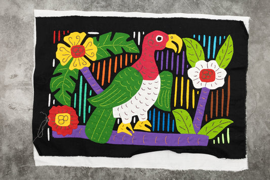 Redhead Bird Mola Tapestry Folk Art Wall Hanging