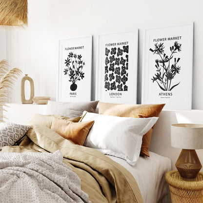 Flower Market Black and White Wall Art Set of 3