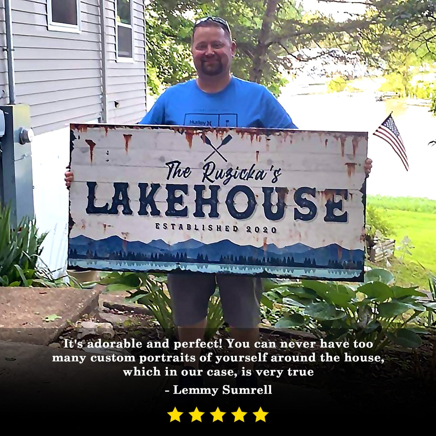 Family Lake House Vintage Sign Personalized Canvas Wall Art