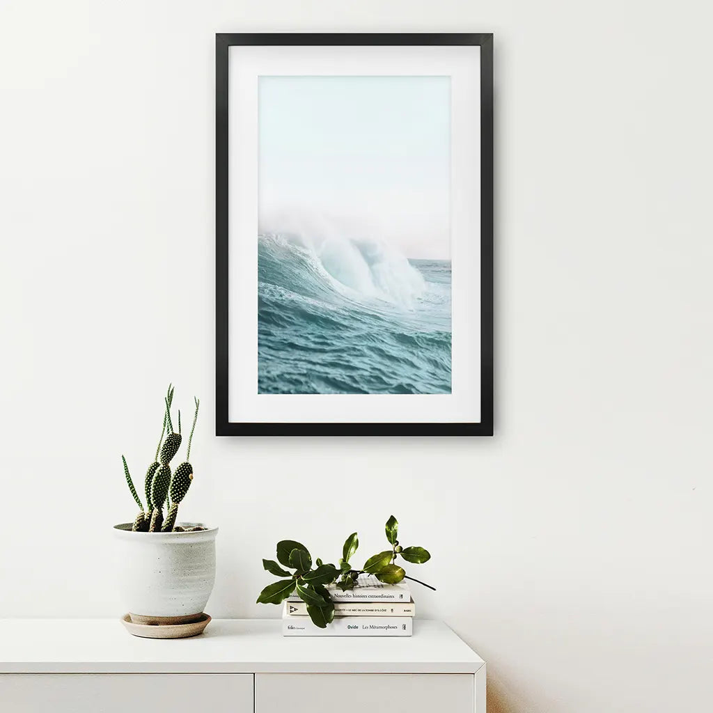 Large Pastel Blue Ocean Waves Print - Nautical Wall Art