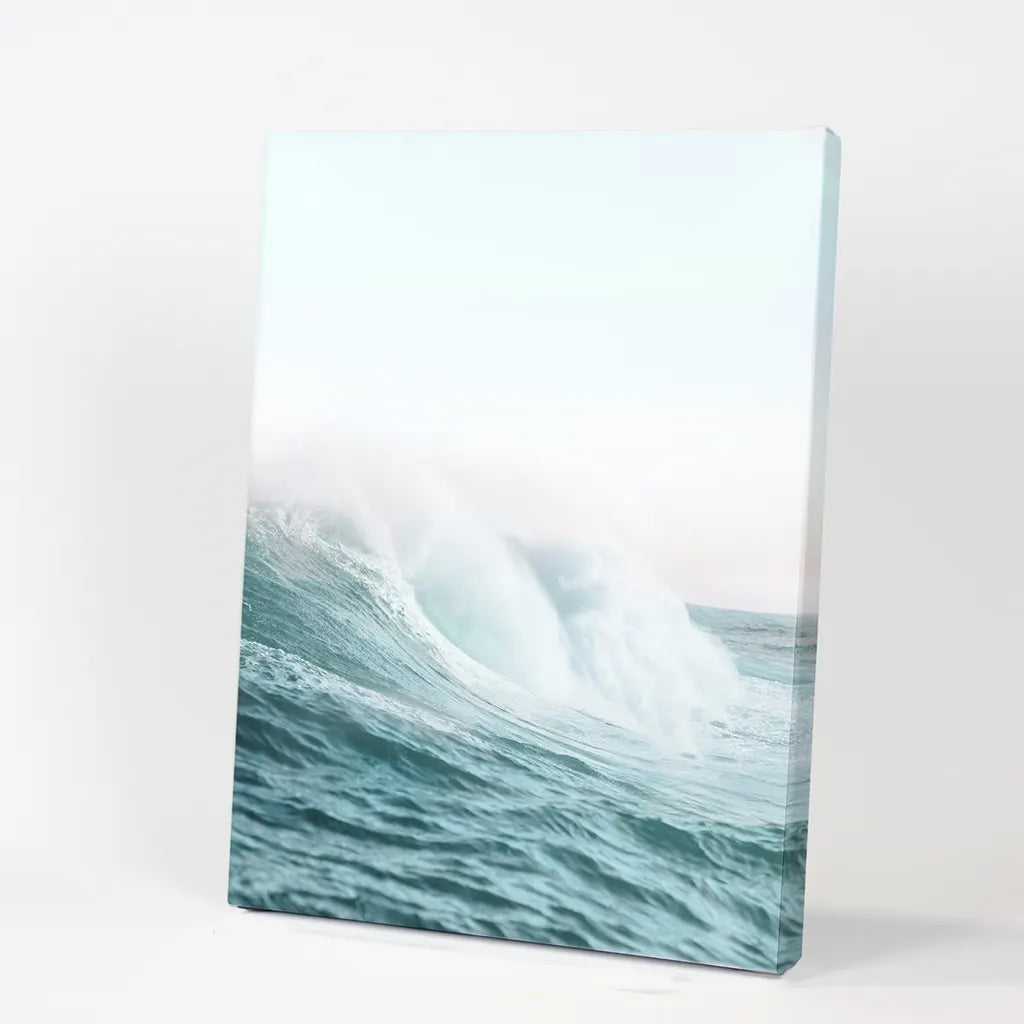 Large Pastel Blue Ocean Waves Print - Nautical Wall Art