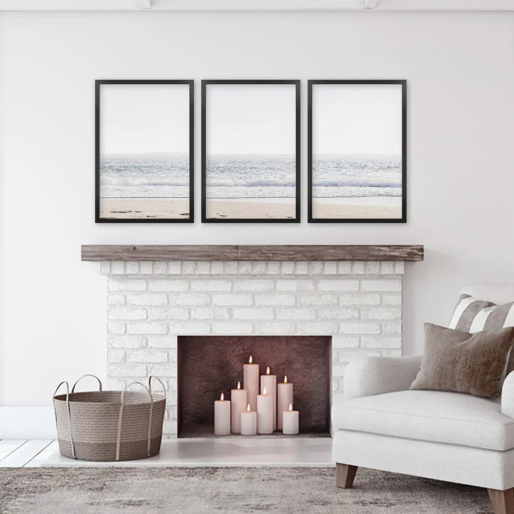 Pastel Wave Coastal Wall Art Set of 3 Prints
