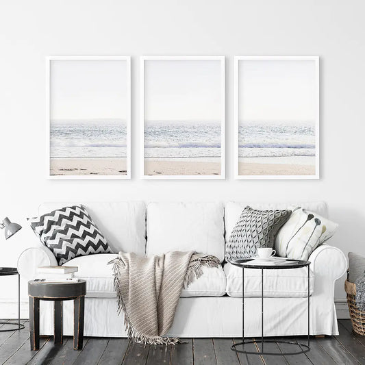 Pastel Wave Coastal Wall Art Set of 3 Prints