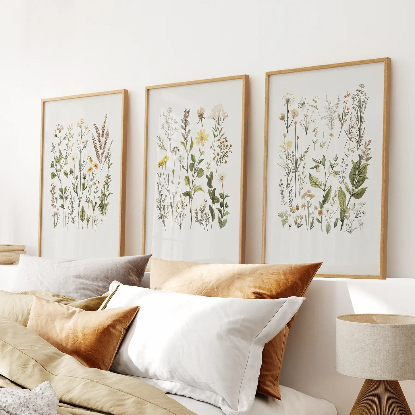 Minimalist wild plants botanical wall art print set