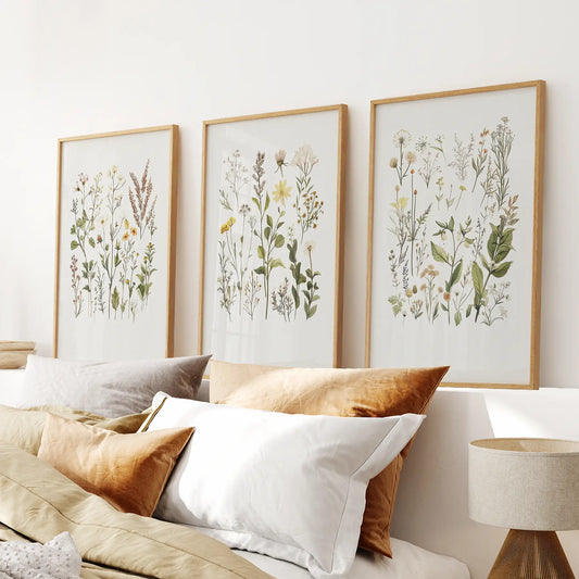 Minimalist wild plants botanical wall art print set