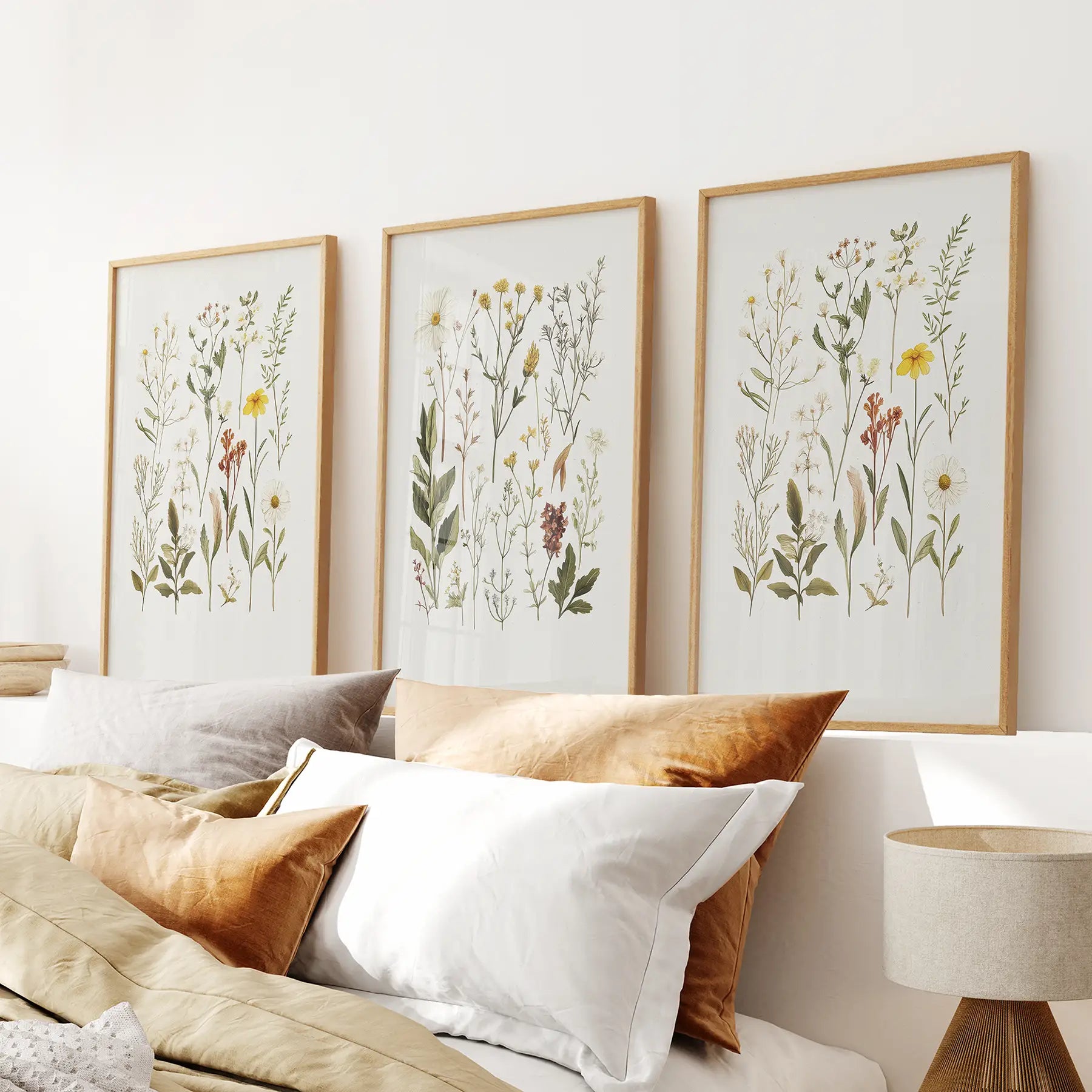 Wildflower nature modern wall art print set