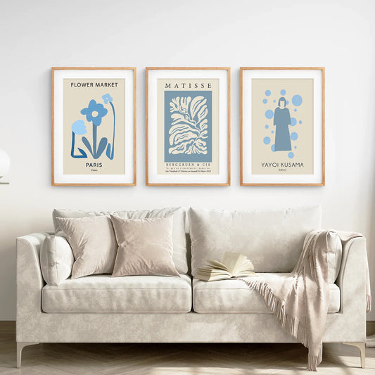 Y2k Travel Wall Art Set of 3, Pastel Blue Poster Bundle