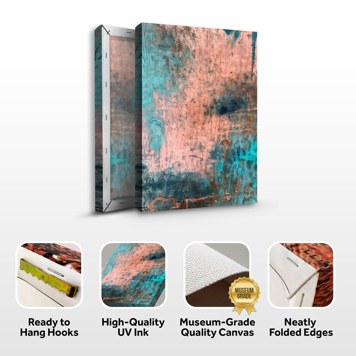Patina Cascade Turquoise Abstract Canvas Wall Art