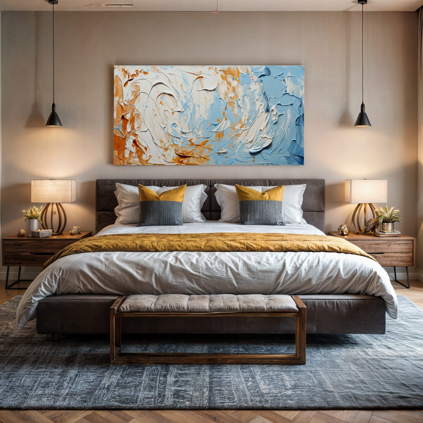 Pebble Tides III Textured Abstract Canvas Wall Art