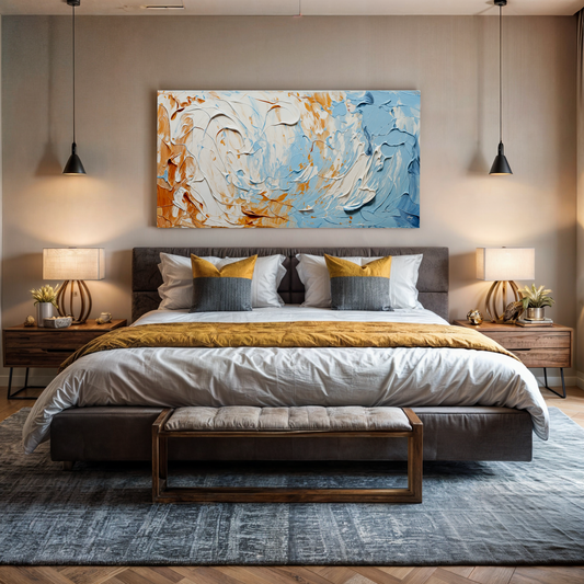 Pebble Tides III Textured Abstract Canvas Wall Art