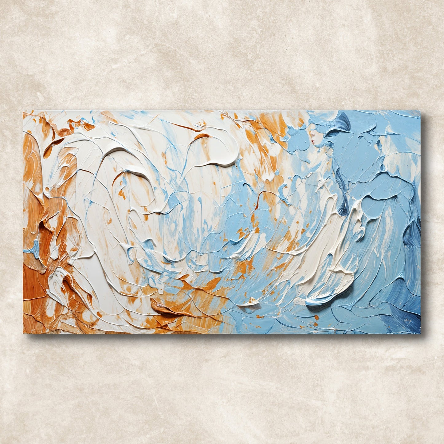 Pebble Tides III Textured Abstract Canvas Wall Art