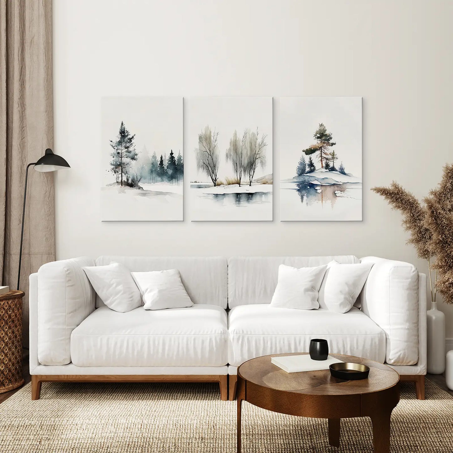 Winter Pine Forest Wall Art Set of 3 Nature Prints