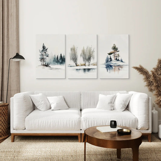 Winter Pine Forest Wall Art Set of 3 Nature Prints